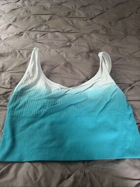 PINK Victoria's Secret Ombre Ribbed Crop Tank in Aqua and White